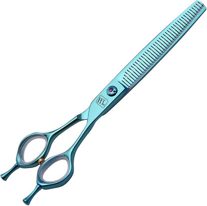 Dog Grooming Scissors: Blueish Green 7 inch Pet Blender Shears Made Of Japanese 440C Advanced Stainless Steel Professional Grooming Scissors for Dogs Cats and Other Pets