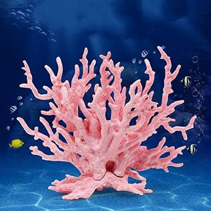 kathson Aquarium Coral Decor Fake Coral Ornaments Small Fish Tank Resin Decorations (Pink and Blue, 2 Pack)