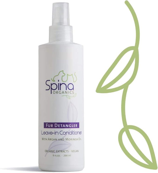 All-Natural Dog Leave-in Conditioner DETANGLER Spray, with Aloe Vera and Rich in Omegas, Leave-in Moisturizing to Detangle Pet's Coat - 9 Fl Oz Made in USA