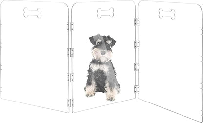 Acrylic Dog Playpen for House 3 Panels 60" W x 24" H Pre-Assembled Foldable Clear Dog Gate Indoor with Handles, Free-Standing Pet Fence for Doorways Dog Pen for Small Dogs Puppy Cat Rabbit