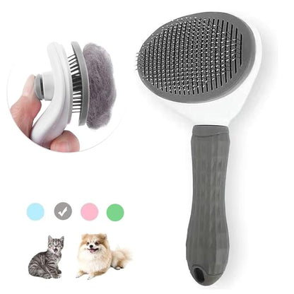 Cat Brush Remove Hair Pet Hair Removal Comb for Cats Non-slip Grooming Brush Stainless Steel Dog Combs Brushes Cat Accessories (Gray)