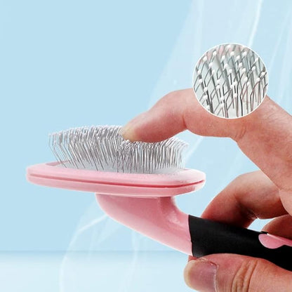 Slicker Brush, PETPAWJOY Dog Brush Gently Cleaning Pin Brush for Shedding Dog Hair Brush for Small Dogs Puppy Yorkie Poodle Rabbits Cats-Large, Pink