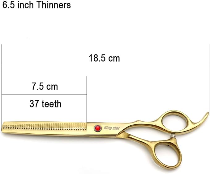 7.0in Titanium Gold Professional Pet Grooming Scissors Set,Straight & Thinning & Curved Scissors 4pcs Set for Dog Grooming,(Gold)