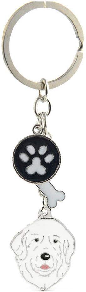 Dog Keychain, Puppy Keyring Keyfob Metal Pet ID Tags for Clothing Bag Adornment Accessory (14-Great Pyrenes)