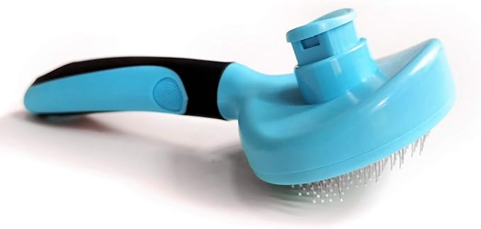 Dog Brush and Cat Brush, Self Cleaning Slicker Brush for Shedding Pet Grooming Tools for Small, Medium, Large, Short Haired or Long Haired Dogs and Cats for Matted Fur (Blue)