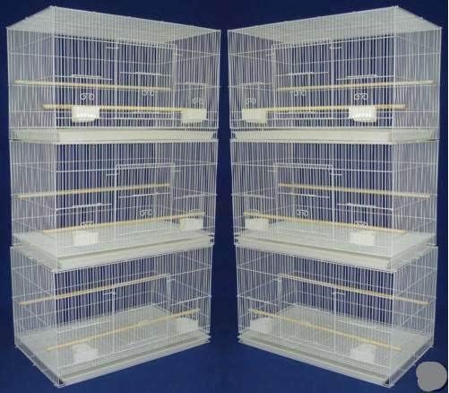 Lot of 6 Breeding Bird Carrier Cage for Parakeet Canary Finch Loverbird (White)
