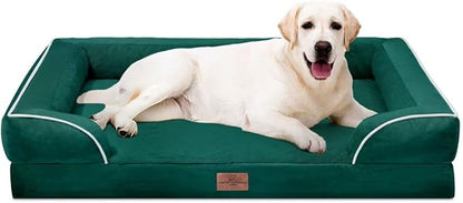 Extra Large Dog Beds Jumbo Breed, Orthopedic Dog Bed Waterproof, PV Washable Dog Sofa Bed with Removable Cover & Non-Slip Bottom(Jumbo,Emerald)