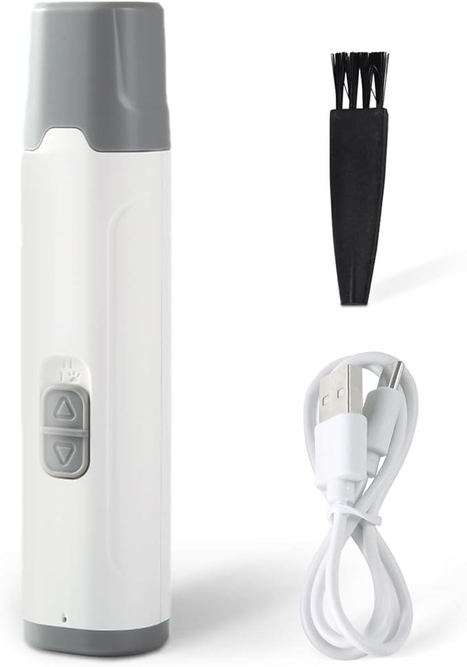 Dog Nail Grinder Powerful Rechargeable Electric Pet Nail Clippers Grooming & Smoothing for Large Medium Puppy and Cat, Dogs Nail File Cat Nail Trimmer-White