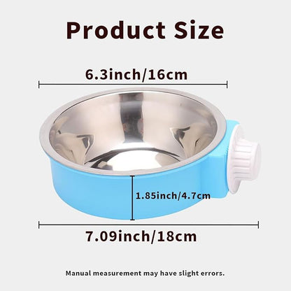 2Pcs Pets Lightweight Stainless Steel Bowl,Removable Stainless Steel Pet Hanging Food Water Feeder Bowl Cage Coop Cup for Puppy Medium Dog Cat Rabbit Ferret Bird Gunea Pigs (Pink, M)