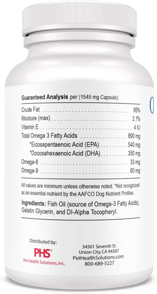 Omega Caps HP Snip Tips for Medium and Large Dogs High Potency EPA and DHA Maximum Bioavailability Fish Oil Supplement Vet Formulated Made in USA Skin Coat Joint and Heart Health 60 Capsules