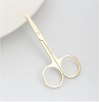 3.5 Inch Silent Pet Grooming Tiny Safety Scissors for Cats & Dogs - Quiet Alternative to Electric Clippers for Sensitive Pets (Pack Of 2 Golden-Curved+Straight)