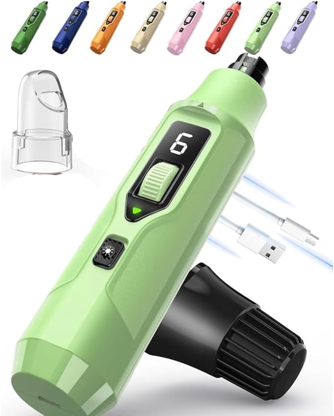 YABIFE 7-Speed Dog Nail Trimmers, Professional Dog Nail Grinder with Light - Heavy Duty Pet Nail Grinder for Dogs/Cats/Birds/Small Animals - Whisper Quiet, Single Hand Operation