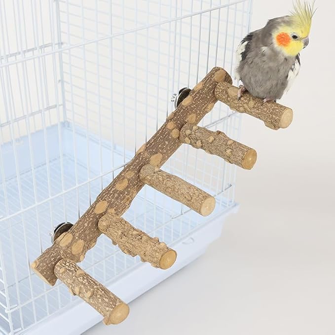Parrot Natural Sichuan Pepper Wooden Bird Ladder Perch Cage Nature Wood Stand Chew Toy Parrot Bird Cage Accessories Suitable for Small and Medium Sized