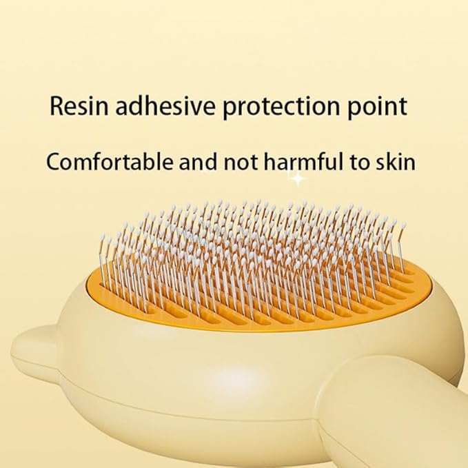 Cat Brush with Release Button, Dog Pet Hair Cleaner Brush with Massage Particles, Removes Loose hair & Tangles, Skin Friendly & Promote Circulatio (Purple)