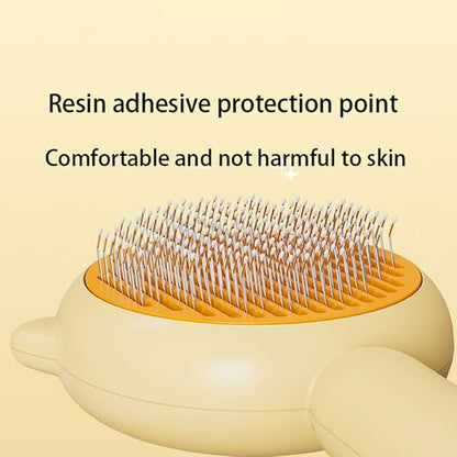 Cat Brush with Release Button, Dog Pet Hair Cleaner Brush with Massage Particles, Removes Loose hair & Tangles, Skin Friendly & Promote Circulatio (Purple)