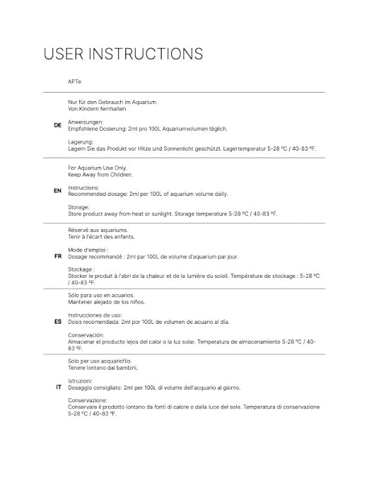 2HR Aquarist All-in-one Aquarium Plant Fertilizer APT E Estimative Index (500ml)