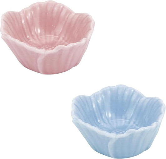 Small Ceramic Hamster Bowl, Easy to Clean Anti Flipping Hamsters Food and Water Bowl, Small Animal Bowls for Dwarf Hamster, Parrots (Pink+Blue, s,2pcs)