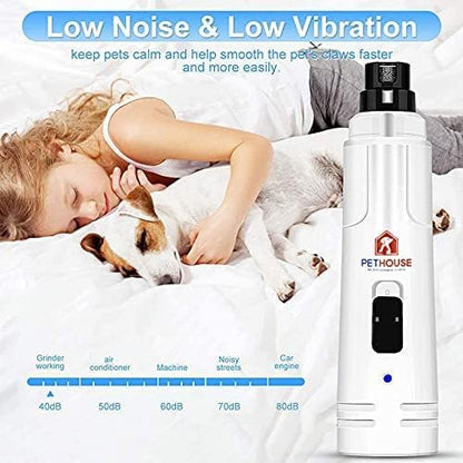Pet Nail Grinder for Small-Breed Canines: Dog Nail Trimmer with Speed Adjustment, Safe Dog Nail Clippers, Automatic Dog Nail Trimmer, and Quiet Cat Nail File in All-Inclusive Durable Chassis