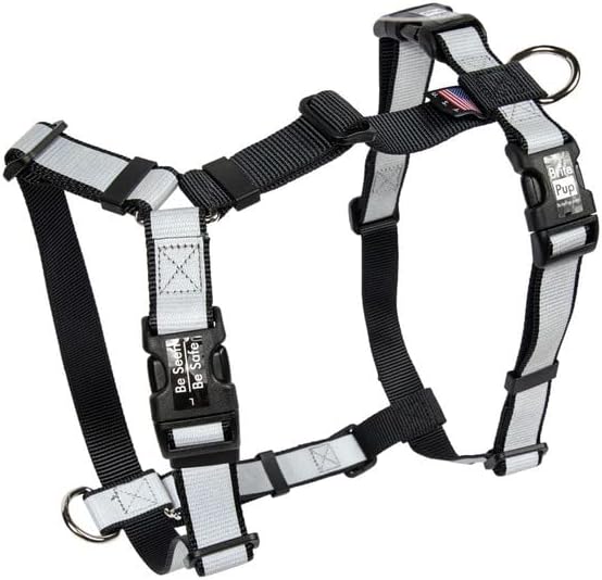Easy On Dog Harness - No Pull Fully Customizable Fit for Medium Dogs - 3M Reflective Heavy Duty Harness for Walking & Training - No Choke Comfortable Collar Design, Made in USA M-Black