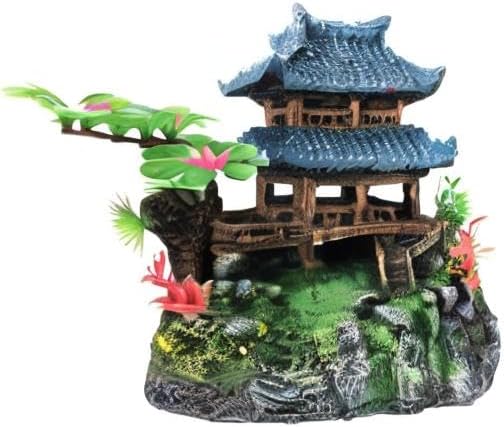 SLOCME Aquarium Classical Resin Castle Decorations - Fish Tank Realistic Details, Green Leaf Aquarium Accessories