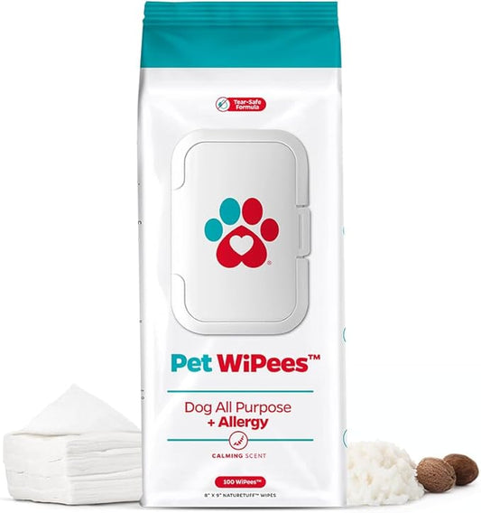 Pet Parents® Pet WiPees Dog All Purpose + Allergy Dog Wipes, Pet Wipes for Dogs, Puppy Wipes & Paw Wipes, Large Dog Wipes (100 Count (Pack of 1), Calming)