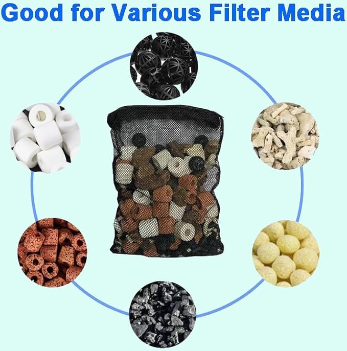 AQUANEAT 10pcs Aquarium Filter Media Bags, Fish Tank Coarse Mesh Bags with Plastic Zipper for Activated Carbon(5.5" x 8")
