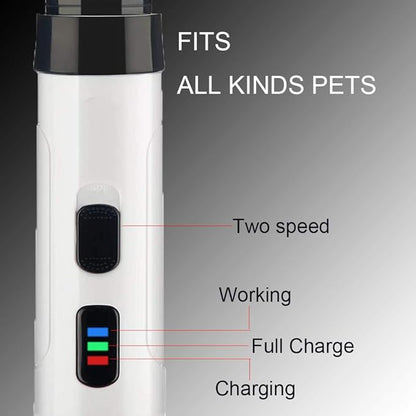 Pet Nail Grinder,Dog Nail Grinder Pet Nail Trimmer Low Noise 2 Speed 3 Ports Rechargeable Cordless Painless Paws Grooming & Smoothing for Small Medium Large Dogs & Cats