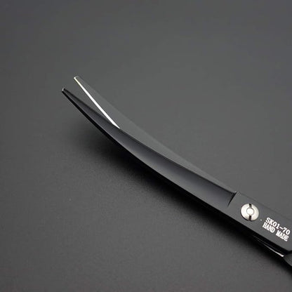 7.0 inches Professional Dog Grooming Scissors Set Straight & thinning & Curved & chunkers & comb 5pcs in 1 Set for left-handed & right handed Black