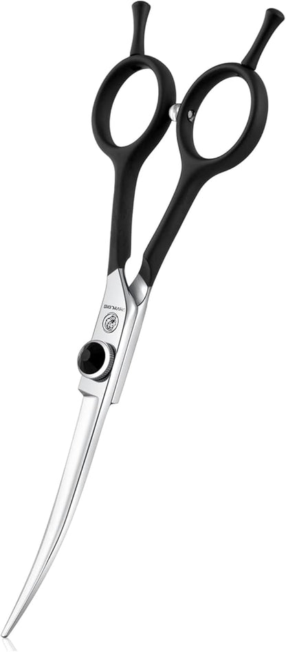Dream Reach 6" Downward Curved Dog Grooming Scissors for Trimming Face and Paws, Safety Cutting Shears for Pet Dogs and Cats, Professional Pet Grooming Scissors Black