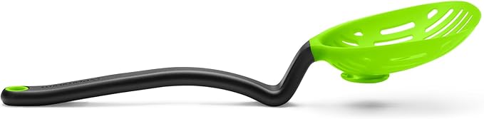 Dreamfarm Lestrain 2-in-1 Drip-Catching Sit-Up Slotted Cooking Spoon Scoop & Strainer - 11" Green