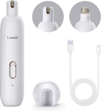 Loomla Dog Nail Grinder Upgraded - Professional 2 Speed Dog Nail Trimmers with Low Noise, USB Rechargeable Pet Nail Grinder, Paws Grooming and Smoothing for Dogs, Cats and Small Animals, White