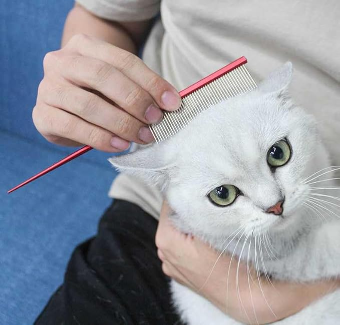 Pet Grooming Comb Rat Tail Comb Cat Hair Trimmer Combs Dog Hairstyle Comb Float Hair Removal Dematting for Cat Dogs Cat Comb Dog Comb Rounded Ends Pet Hair Comb for Home Grooming (One Size,blue 5)