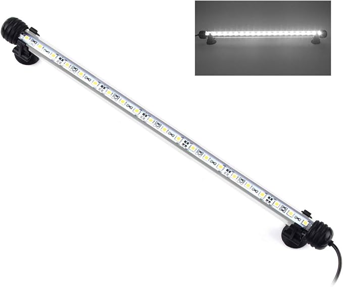 LED Aquarium Light, Fish Tank Lights Underwater Crystal Glass Bright IP68 Waterproof Submersible Strip Bar Aquarium Tank Light, White, 15 Inch