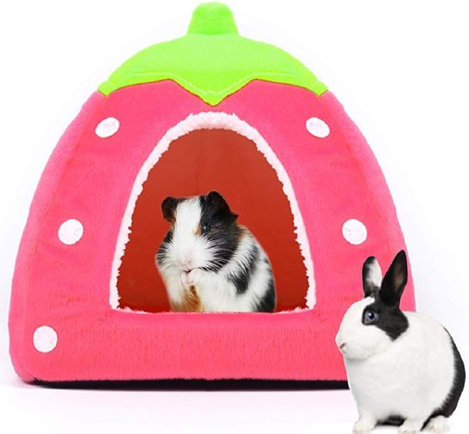 Spring Fever Hamster Guinea Pig Rabbit Dog Cat Chinchilla Hedgehog Bird Small Animal Pet Bed House Hideout Cage Accessorie C Pink S (12.2 * 12.2 inch)