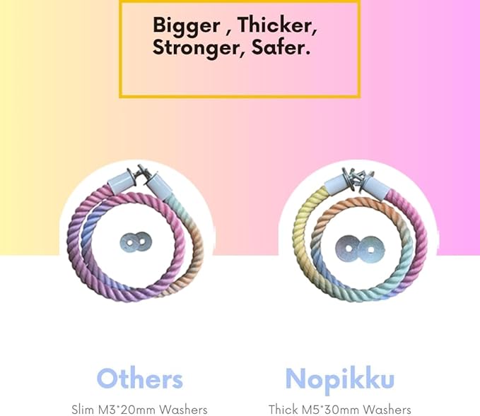 2Pcs Gradient Bird Rope Perch Stand Bird Cage Climbing Rope Toys Accessories of M5*30mm Screw for Cockatiels Lovebird Parakeet Budgies Sugar Gliders Hemp Swing(31.4'' & 14'')