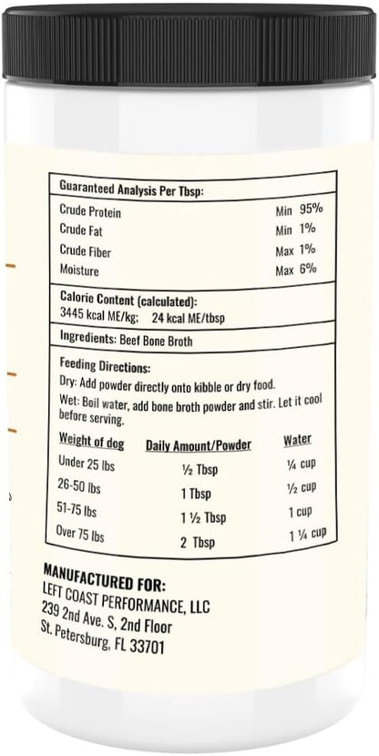 8oz Beef Bone Broth Powder for Dogs and Cats – Human Grade Grass-Fed Bone Broth for Picky Eaters – Supports Joints and Gut Health – Single Ingredient Bone Broth for Cats -Dog Food Toppers For Dry Food