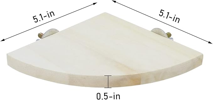 Wontee Bird Perch Stand 2 Pack Wooden Platform Corner Ledge for Budgies Cockatiels Conures African Greys Rats Gerbils Chinchillas Squirrels (S (5.1"x5.1")