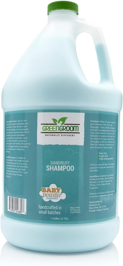 Green Groom Dandruff Dog Shampoo, 1 Gallon - All Natural Ingredients, Eliminates Dandruff and Reduces Flaking, Moisturizes The Skin and Coat, Provides Dry Skin Relief