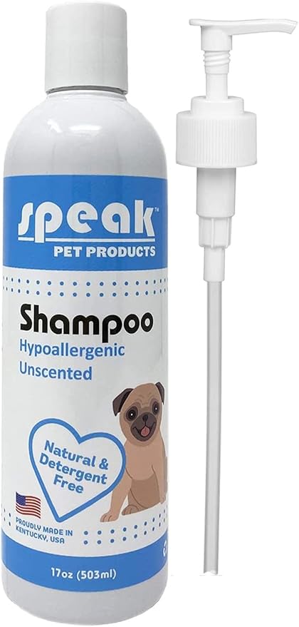 Natural Hypoallergenic Unscented Dog Shampoo with Pump, 17oz