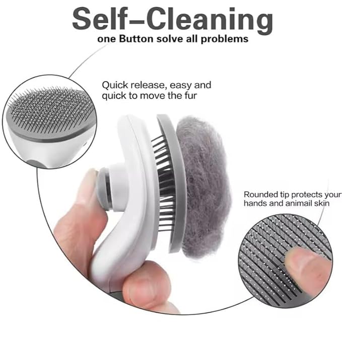 Brush Cat and Dog for shedding Gromming Cat brushes for indoor Cats Dog slickers cat fur brush cat comb with Release Button Dog Gromming Brush pet brush for semi short to semi long,, 7.84