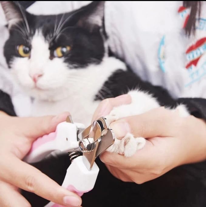 Dog Nail Trimmers and Cat Nail Clipper Set - Professional Dog Nail Clippers for Small Breeds, Heavy Duty Pet Trimmers, Safe Cat Claw Clippers, Ideal for Cats, Dogs, Puppies, Rabbits, (White/Pink)