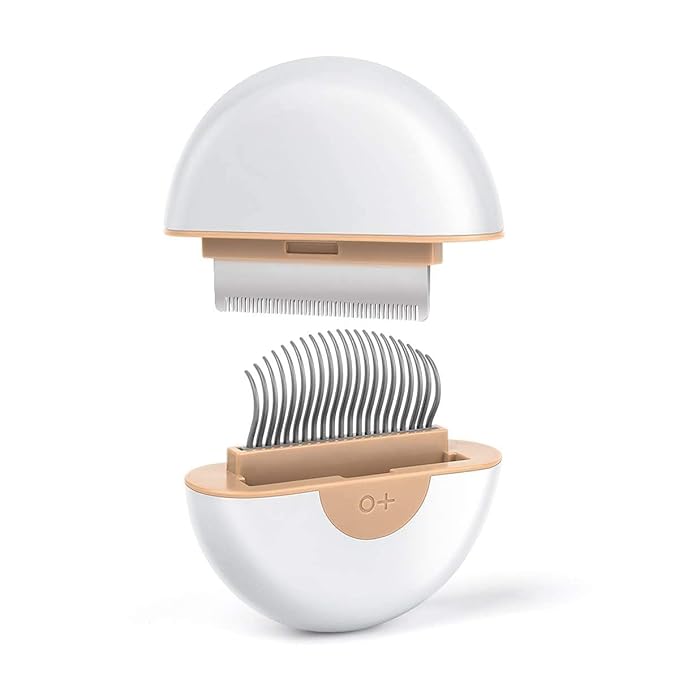 Deshedding Cat Brush Dematting Comb for Dog Grooming Claw Tool for Clean Pet Short & Long Hair Removes 2 in 1 Massaging Deshedding Comb Brush Round (Khaki)