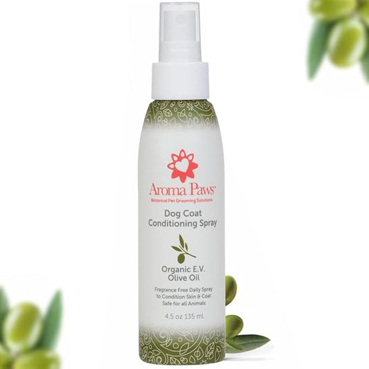 Scented Dog Coat Spray – Cleansing, Conditioning, Moisturizing – Toxin Free – Aromatic Grooming Puppy Spray – Loosens Knots, Tangles – 4.5 oz., Dog Coat Olive Oil Detangling Spray