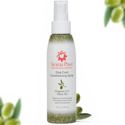 Scented Dog Coat Spray – Cleansing, Conditioning, Moisturizing – Toxin Free – Aromatic Grooming Puppy Spray – Loosens Knots, Tangles – 4.5 oz., Dog Coat Olive Oil Detangling Spray