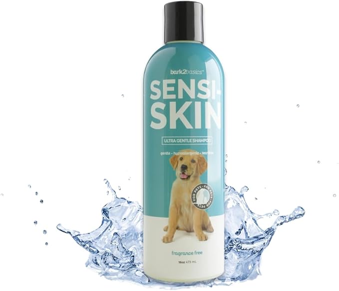 Bark2Basics Sensi-Skin Hypoallergenic Shampoo, 16 oz - Naturally Derived, Sensitive Skin Pet Shampoo, Gentle, No Fragrance, Non-Irritating, for Dogs with Allergies and Dry, Itchy Skin