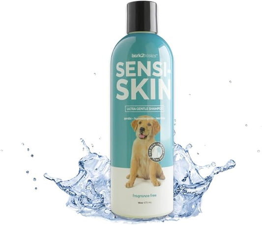 Bark2Basics Sensi-Skin Hypoallergenic Shampoo, 16 oz - Naturally Derived, Sensitive Skin Pet Shampoo, Gentle, No Fragrance, Non-Irritating, for Dogs with Allergies and Dry, Itchy Skin