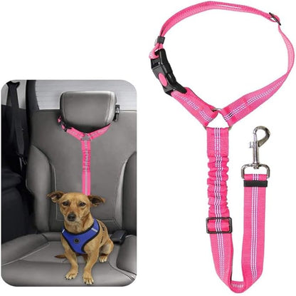 2 Piece Set Dog Seat Belt Retractable Dog Car Seatbelts Adjustable Pet Seat Belt for Vehicle Headrest Restraint Adjustable Heavy Duty & Elastic & Durable Car Harness for Dogs
