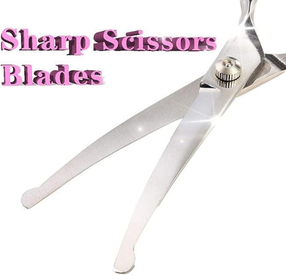 Dog Grooming Scissors Curved 7 Inch Stainless Steel with Safety Round Tips Professional Pet Grooming Shears for Dogs and Cats