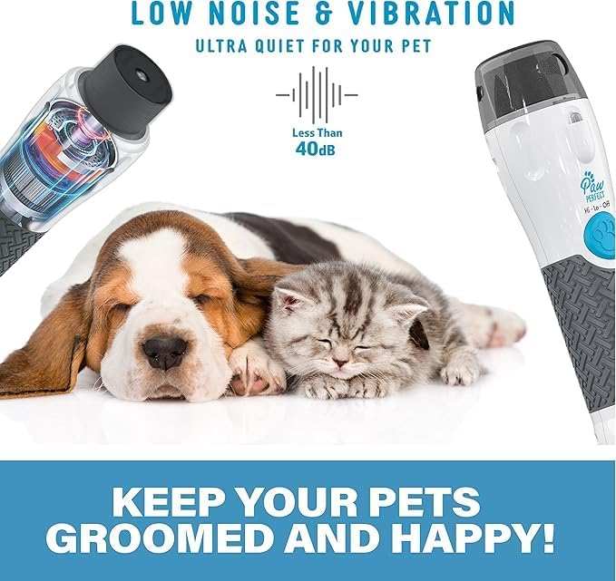 Bell+Howell Pawperfect Cordless Dog and Cat Nail Trimmer Rotating File with Safety Guard, 5000-7000 RPM's, Gentle and Painless Dog Nail Grinder w/ 3 Modes with 3 Replacement Rollers