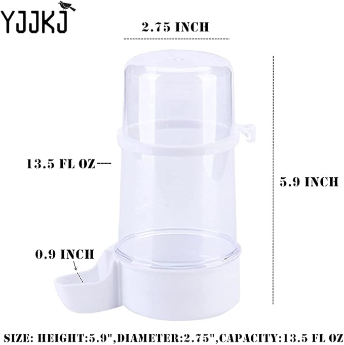 Pet Bird Water Feeder, 13.5 Oz Parrot Water Dispenser, Bird Cage Suspended Automatic Water Dispenser for Parakeet Budgie Lovebirds Cockatiel (1PCS)